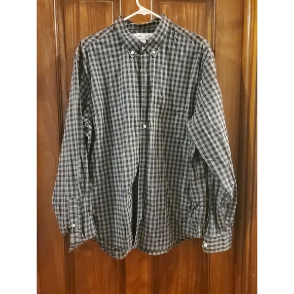 Old Navy Other - Old Navy Flex Mens Navy/Gray Gingham Button Down Long Sleeve Shirt Size XL